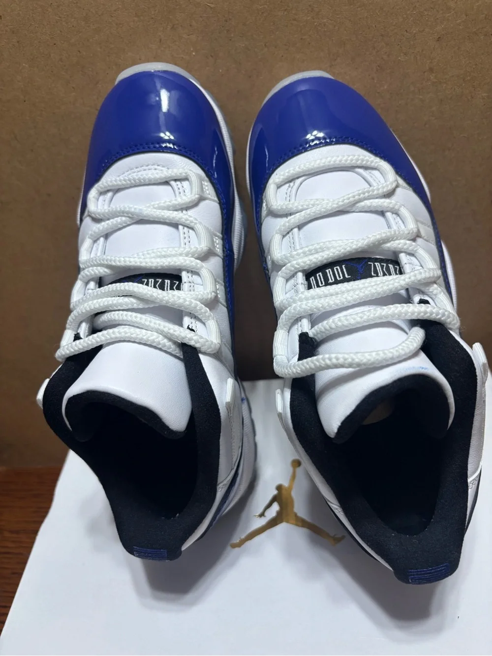 Jordan White and Blue Low-Top Athletic Sneakers